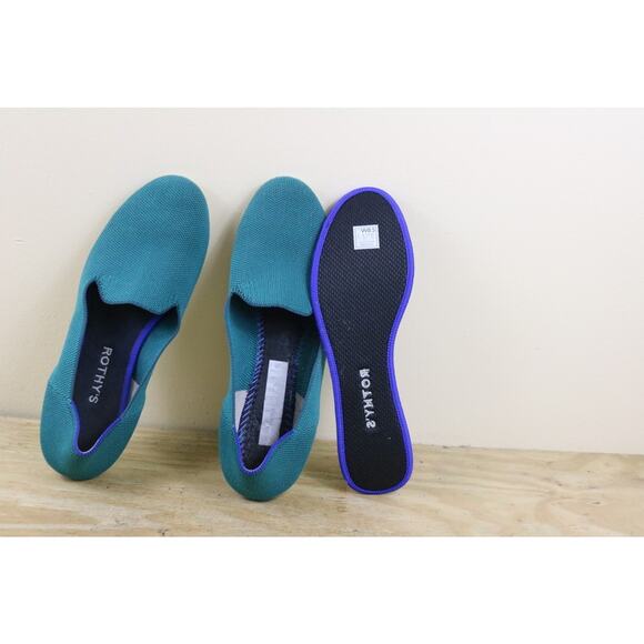 Rothy's Flats Womens 8.5 Round Toe Ballet Flats Green Blue Slip Ons Shoes - Picture 5 of 10